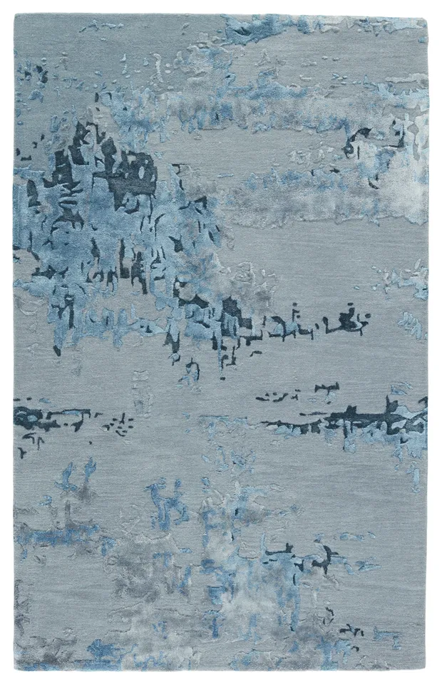 Astris FRG04 Handmade Abstract Blue and Gray Area Rug (6'x9')