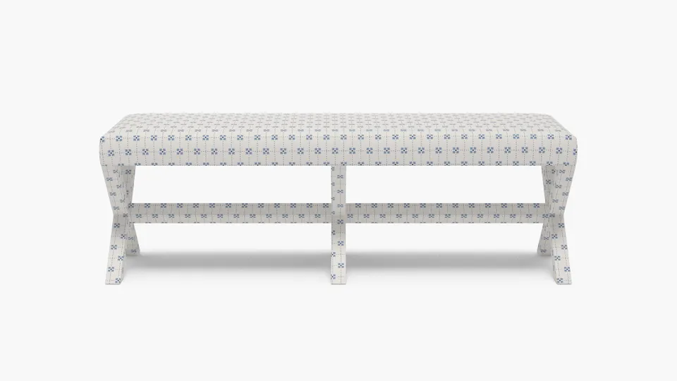 Double X Bench, Delft Meadow Check