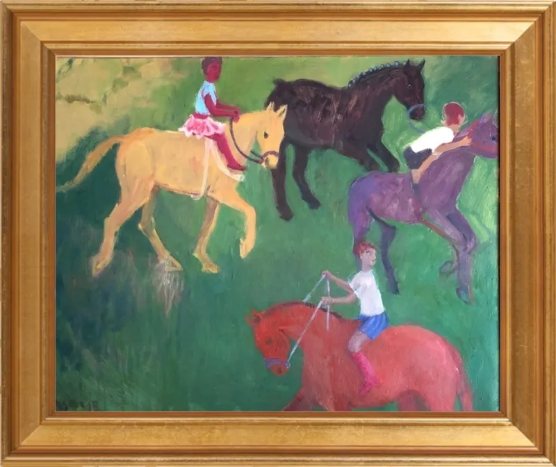 Four Horses, Three Riders by Megan Williamson for Artfully Walls