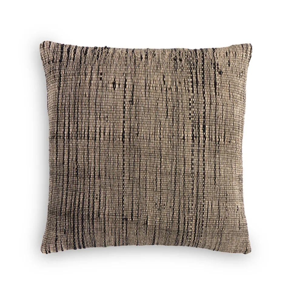 Handwoven Stripe Wool Pillow - Black Wool