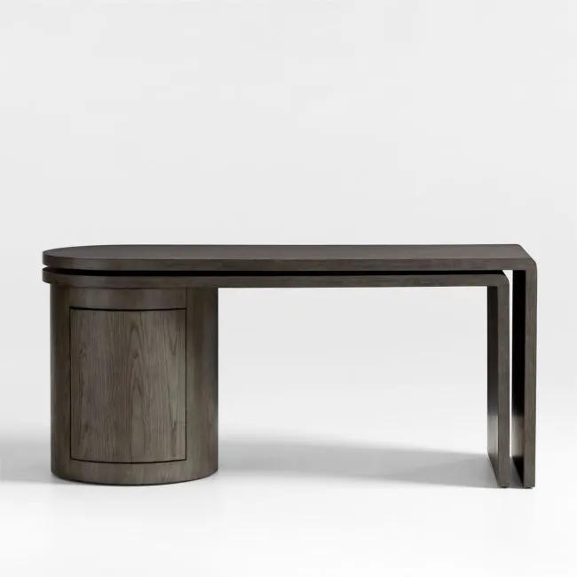 Twist 64" Grey Ash Rotating Large Desk with Storage