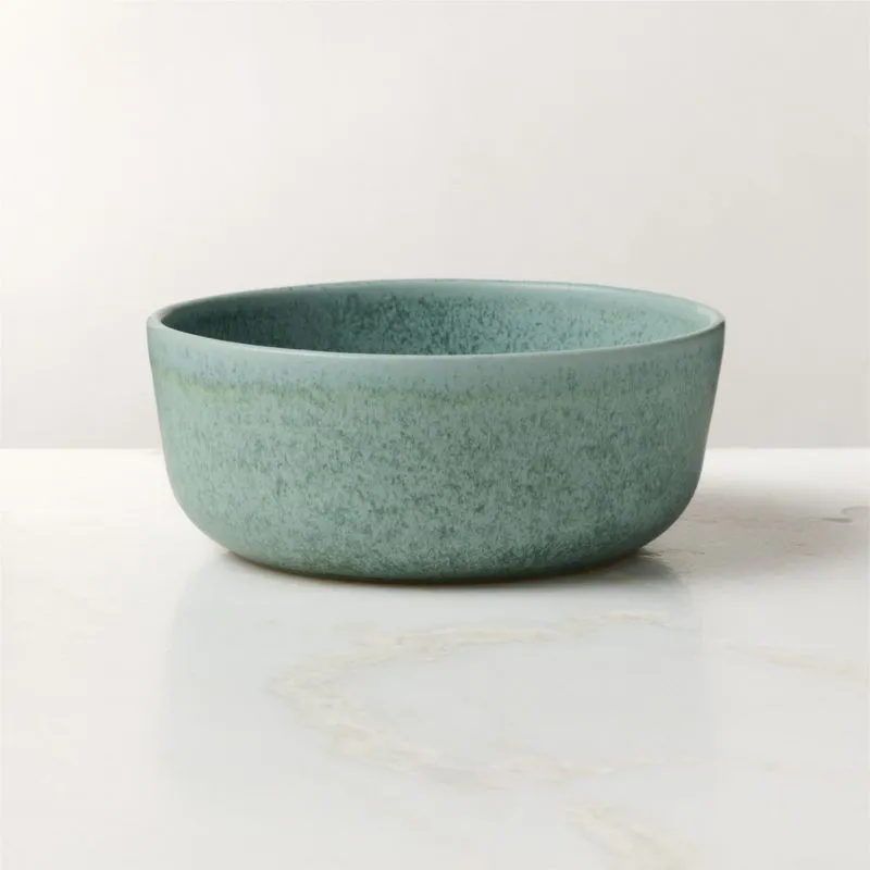 Drift Light Teal Soup Bowls with Reactive Glaze Set of 6