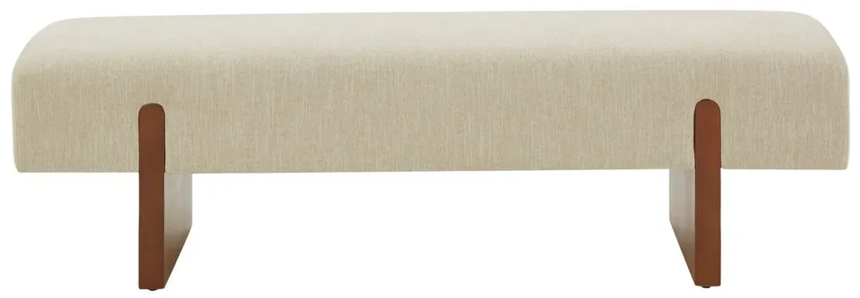 Kandiss Linen Bench - Beige / Brown