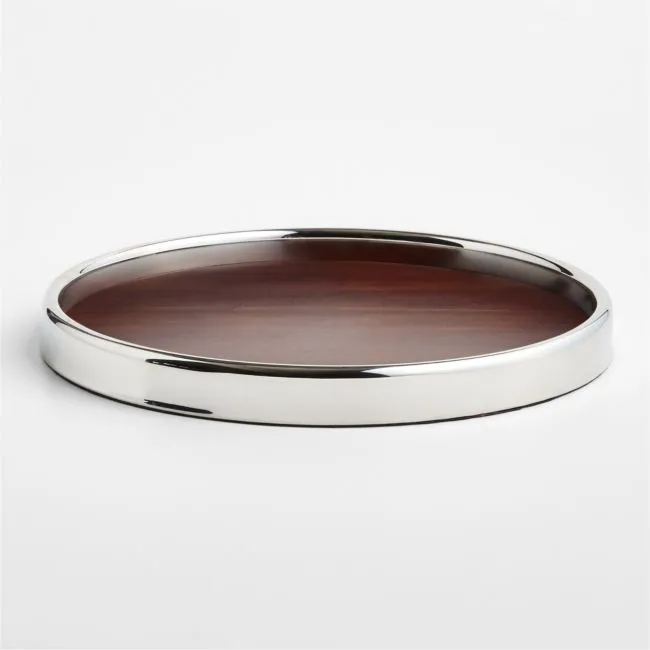 Parlour Wood & Metal Round Bar Tray