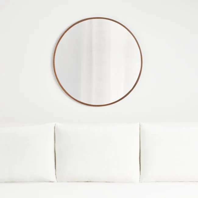 Edge Small Walnut Round Wall Mirror 30"