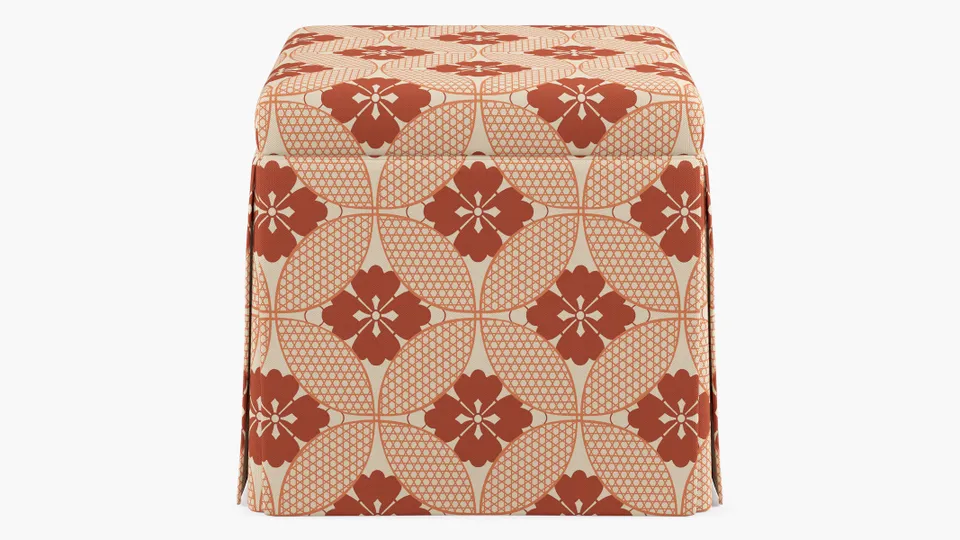Skirted Storage Ottoman, Coral Solaire