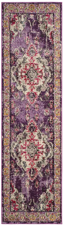 Arlo Home Woven Area Rug, MNC243P, Violet/Fuchsia,  2' 2" X 10'