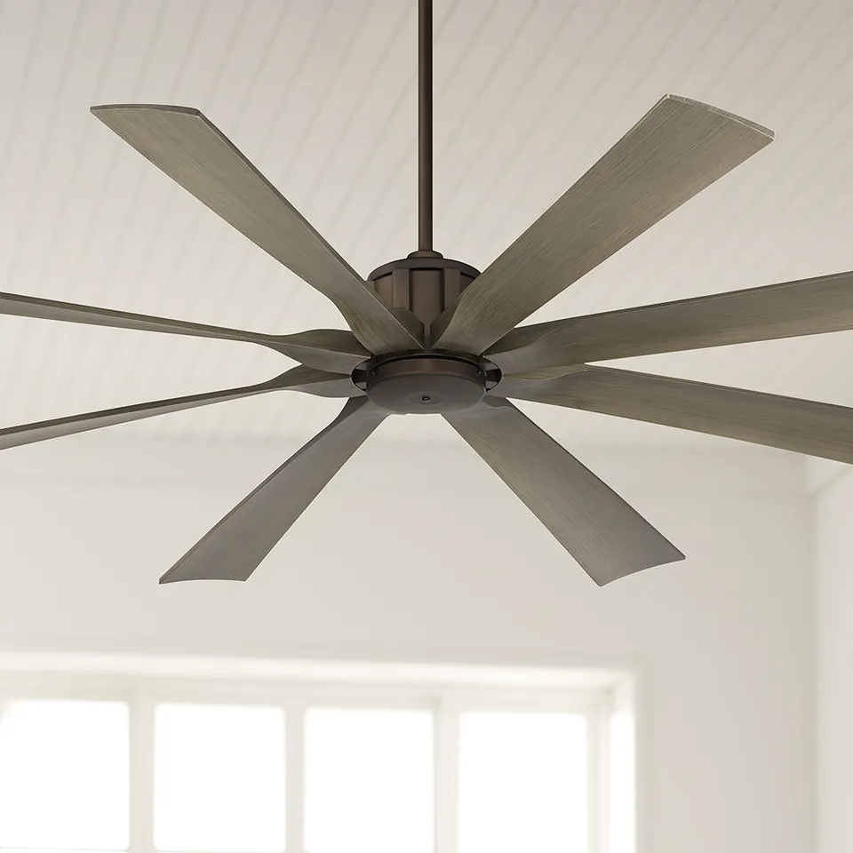 70" Possini Euro Defender Oil-Rubbed Bronze Oak Damp Ceiling Fan