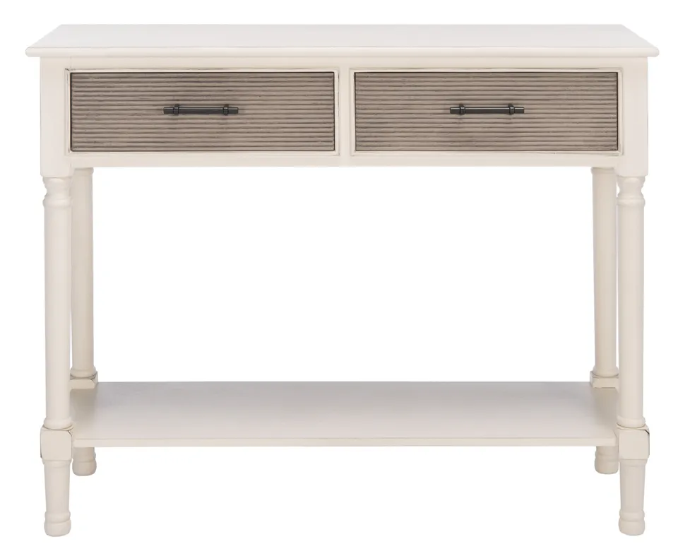 Ryder 2 Drawer Console Table - Distrssed White / Greige