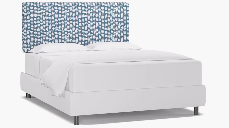 Square Back Headboard, Dusty Blue Odalisque, Queen