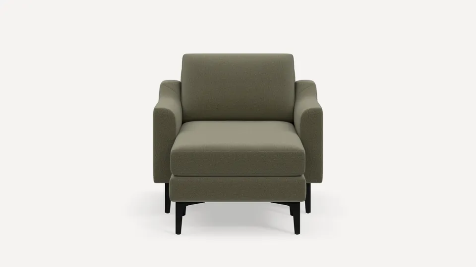 Nomad Armchair with Chaise - Moss Green - Performance Flatweave / Black - Metal / Slope