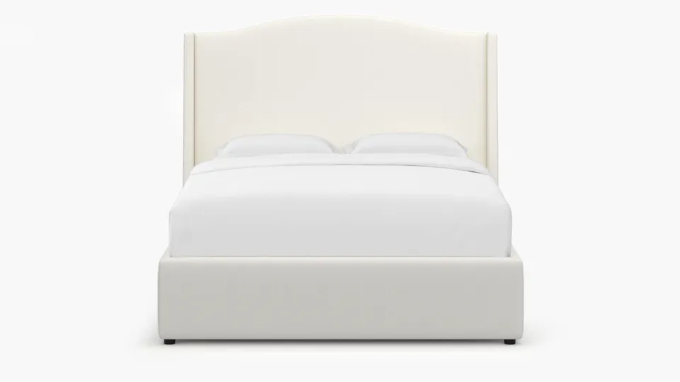 Curved Wingback Bed, Snow Boucle, King