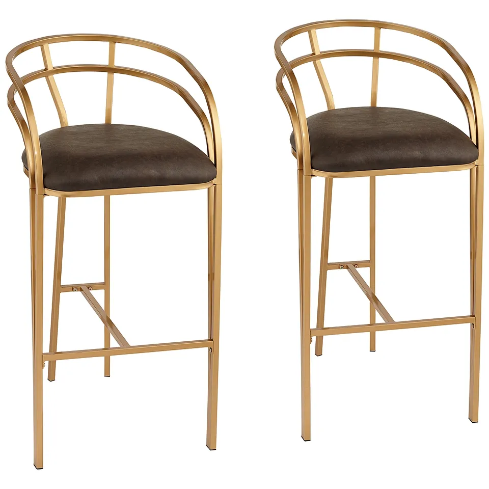 Tanner 30" Luxe Gold and Brown Barstool Set of 2