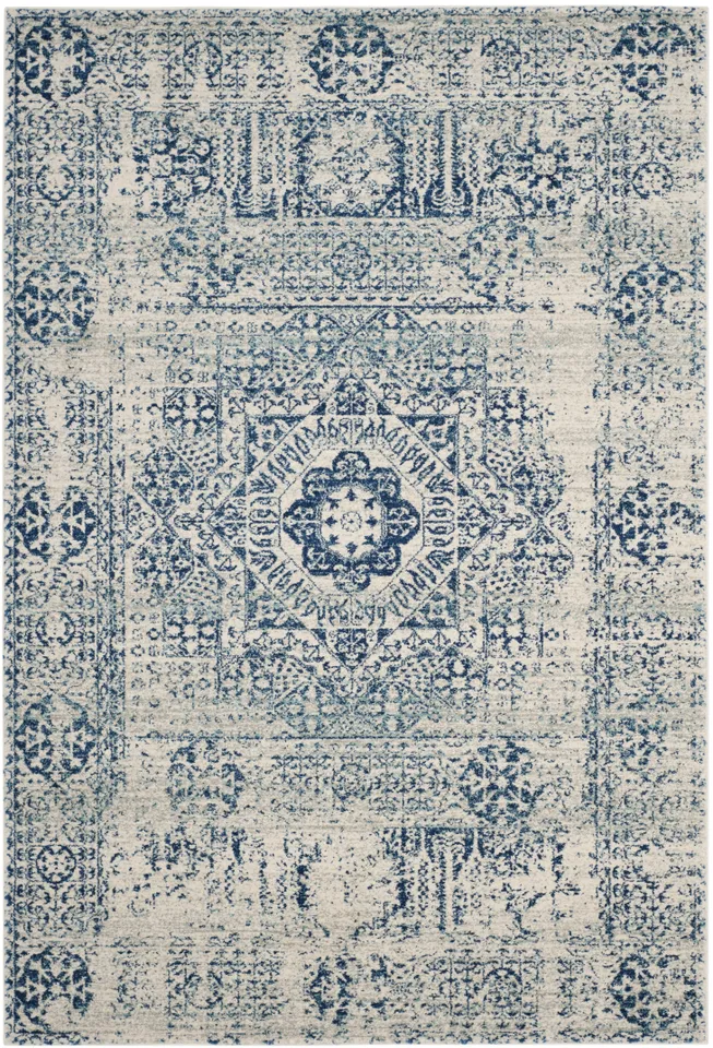 Arlo Home Woven Area Rug, EVK260C, Ivory/Blue,  11' X 15'