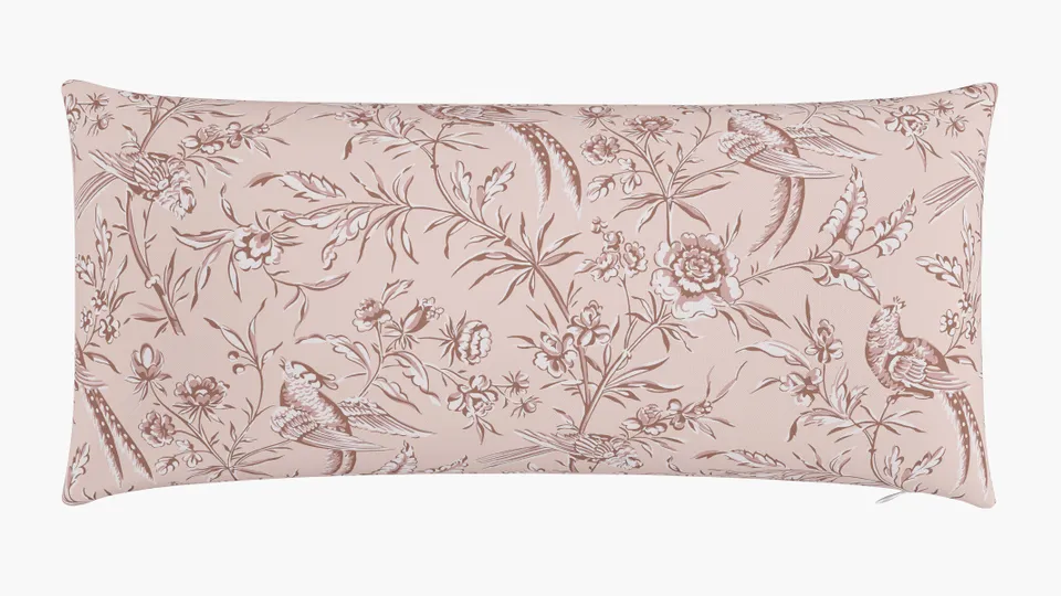 Outdoor 14" x 30" Lumbar Pillow, Blush Aviary, 14" x 30"