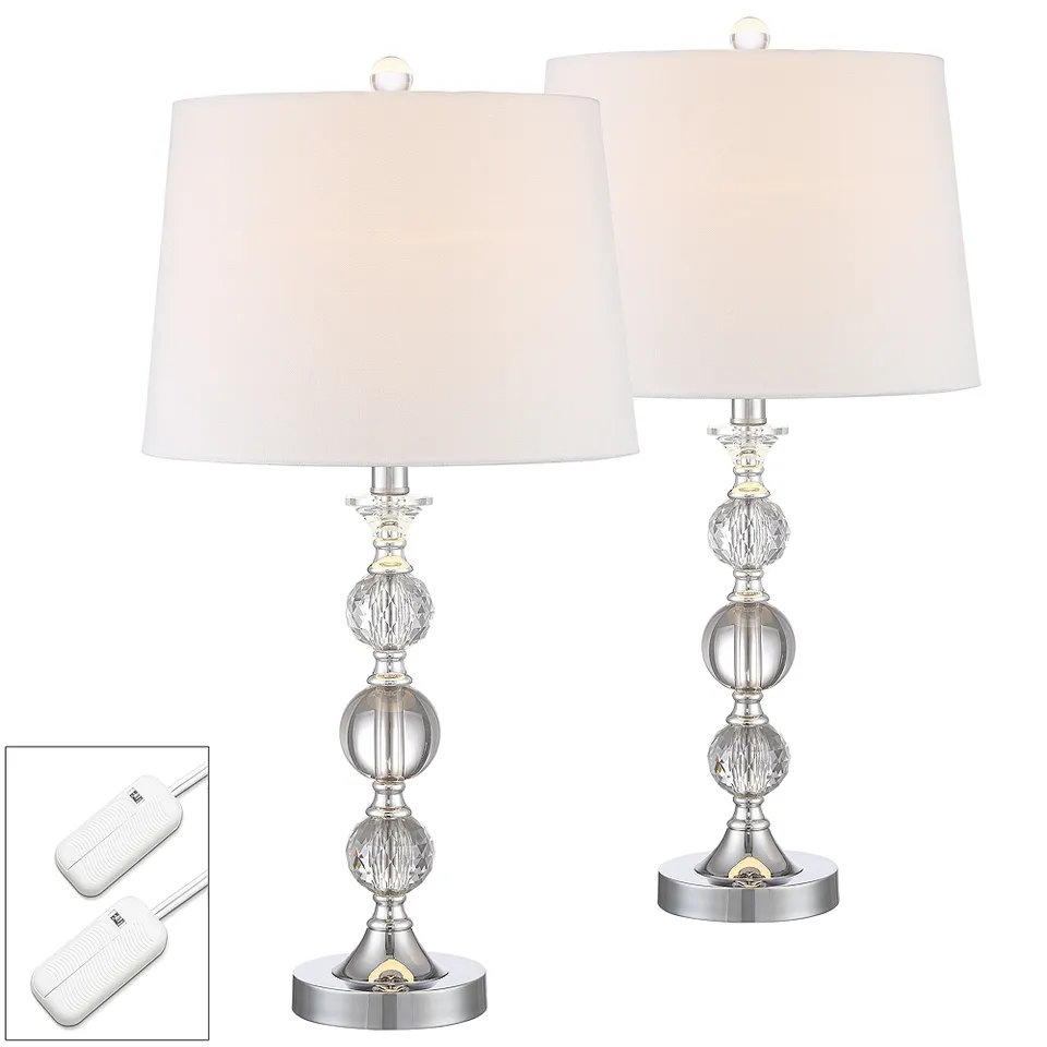 Possini Euro Solange 25" High Crystal Lamps Set of 2 with Dimmers