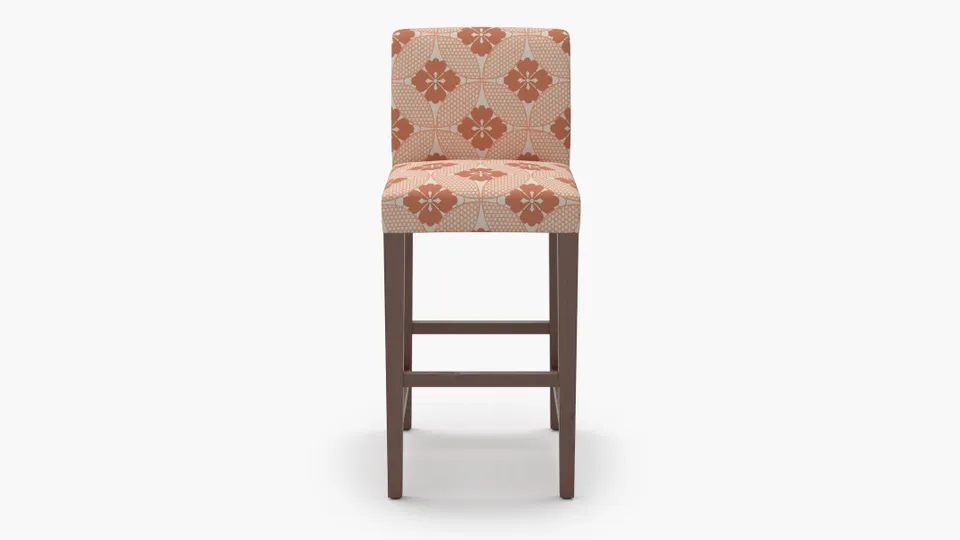 Signature Dining Bar Stool, Coral Solaire, Walnut Square Tapered Leg