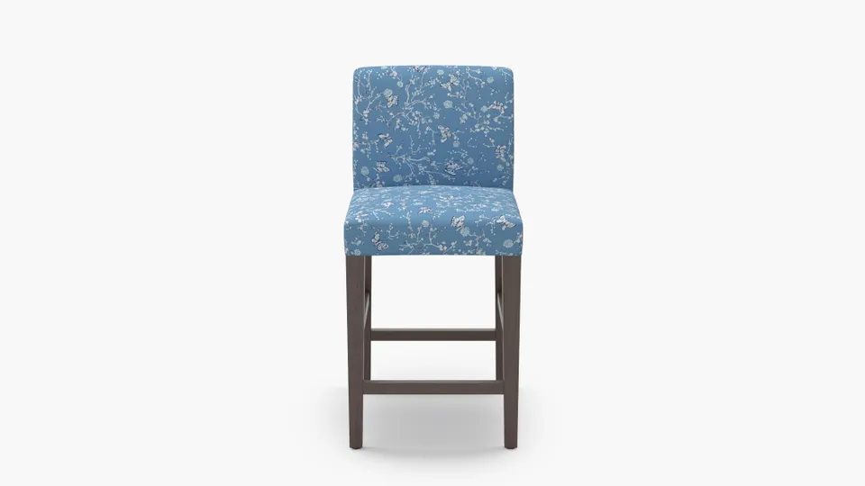 Signature Dining Counter Stool, Blue Mariposa, Espresso Square Tapered Leg