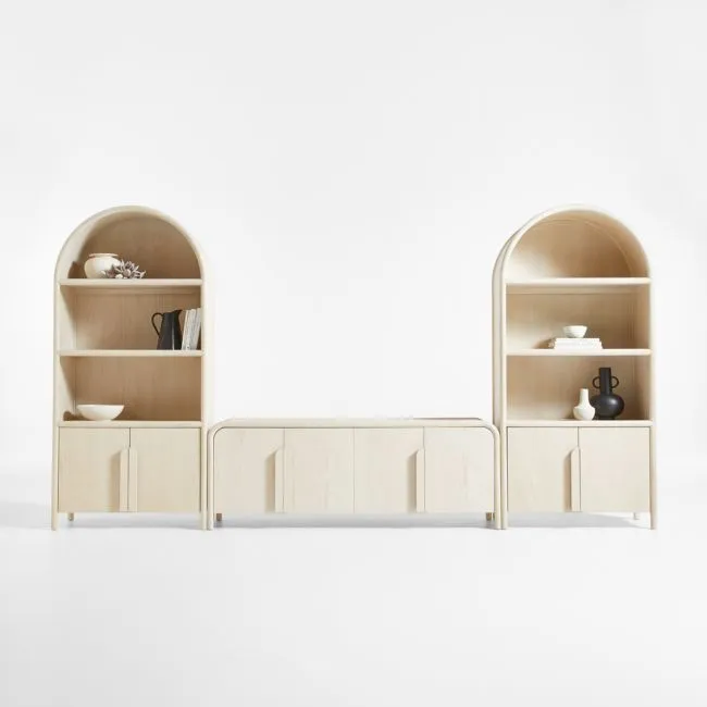 Annie 149" Whitewash Wood Storage Media Console Set by Leanne Ford