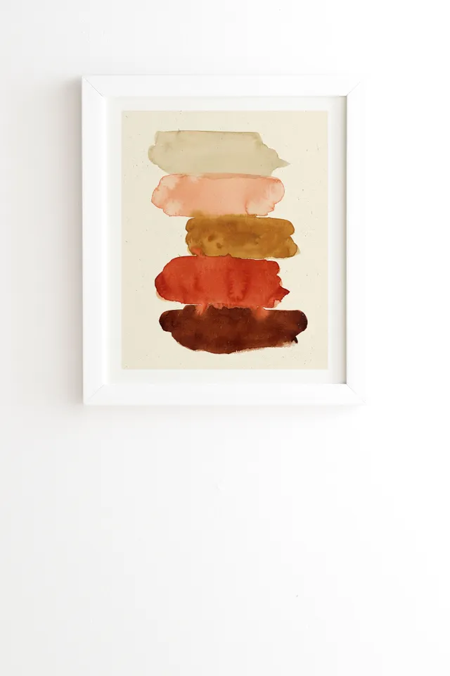 Watercolor Swatches Rust Brown by Pauline Stanley - Framed Wall Art Basic White 30" x 30"