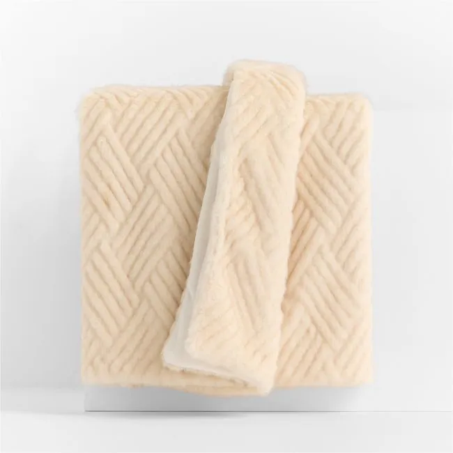 CiCi Faux Fur 70"x55" Creme Ivory Throw Blanket by Laura Harrier and Tiffany Howell