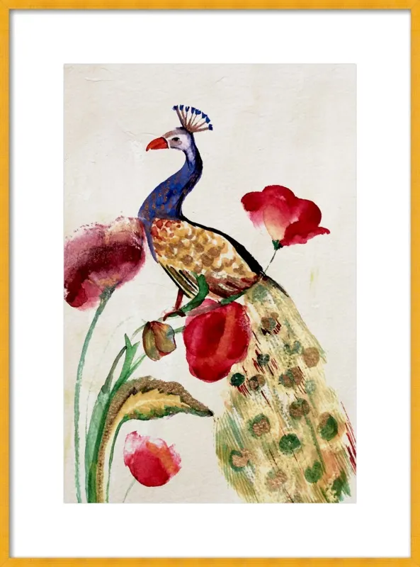 blue gold peacock by Ruti Shaashua for Artfully Walls