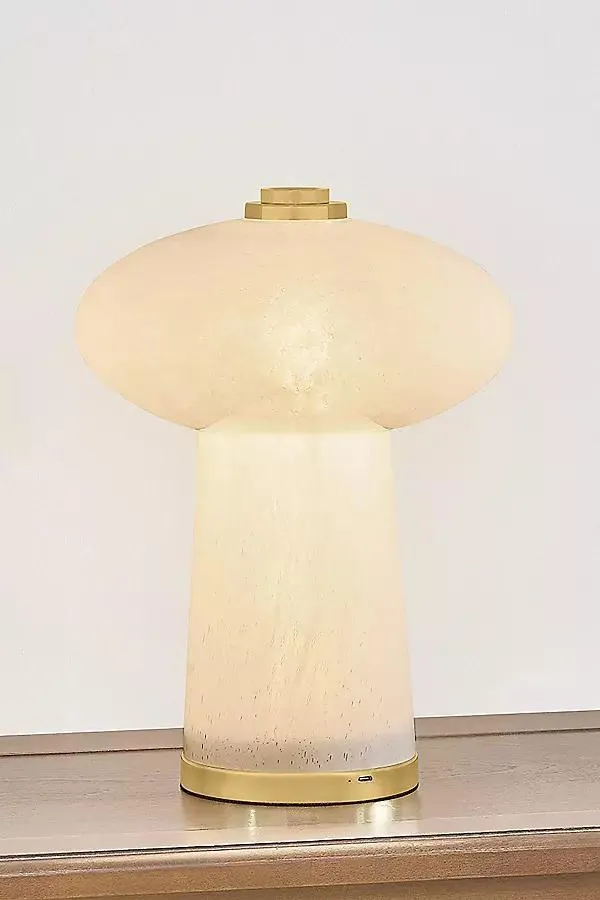 Fords Seeded Cloud Glass Cordless Rechargeable Table Lamp