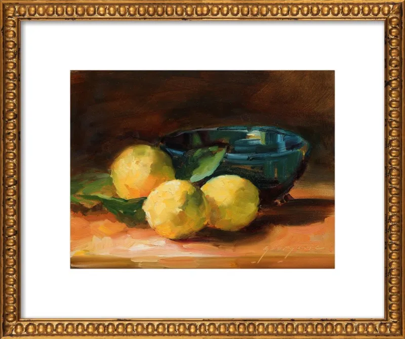 Lemons and Blue Bowl by Georgesse Gomez for Artfully Walls
