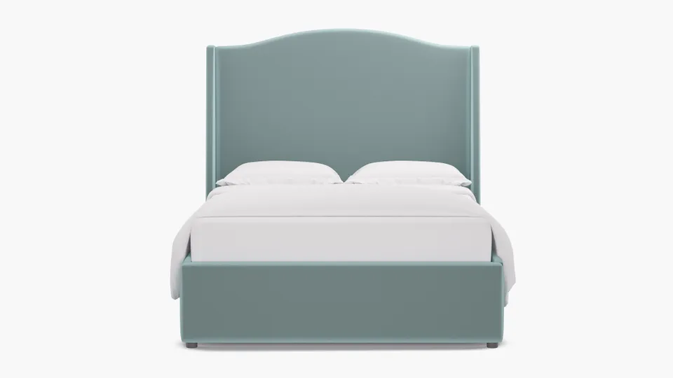 Curved Wingback Bed, Spa Performance Plush Velvet, Full
