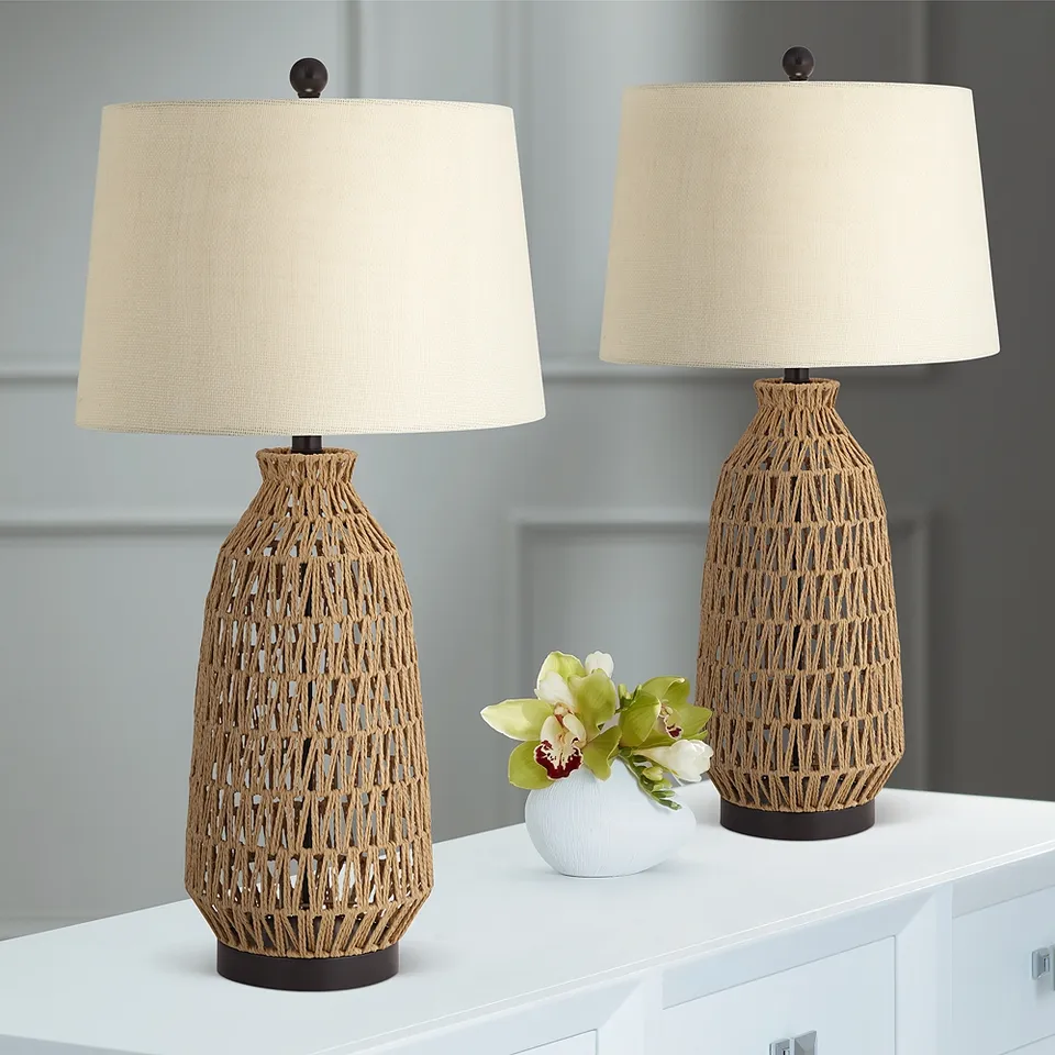 Possini Euro San Carlos 29" Rattan Wicker Table Lamps Set of 2