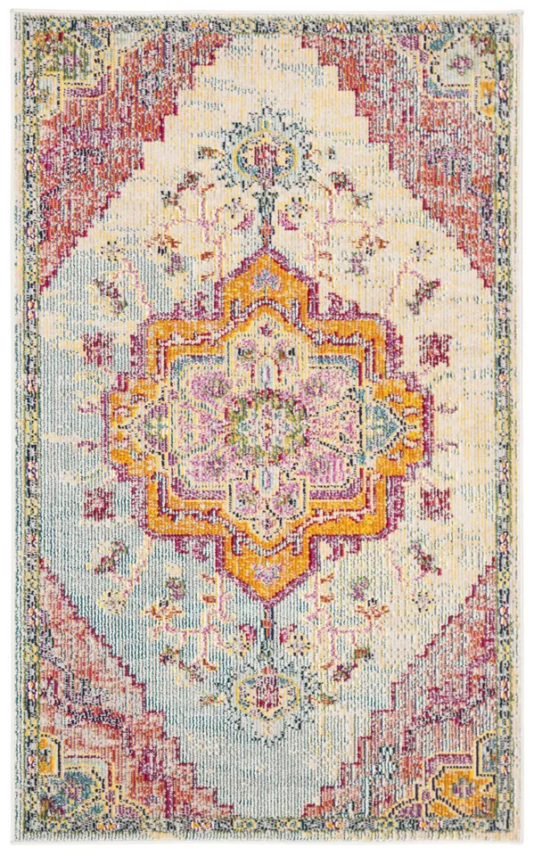 Arlo Home Woven Area Rug, CRS501B, Light Blue/Fuchsia,  3' X 5'