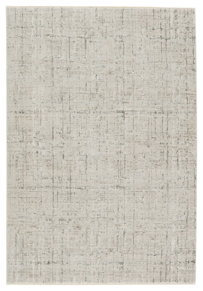 Vibe by Sovis Abstract Light Gray/ Ivory Area Rug (5'3"X7'6")