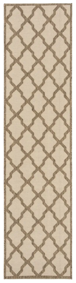 Arlo Home Indoor/Outdoor Woven Area Rug, LND122C, Cream/Beige,  2' X 8'