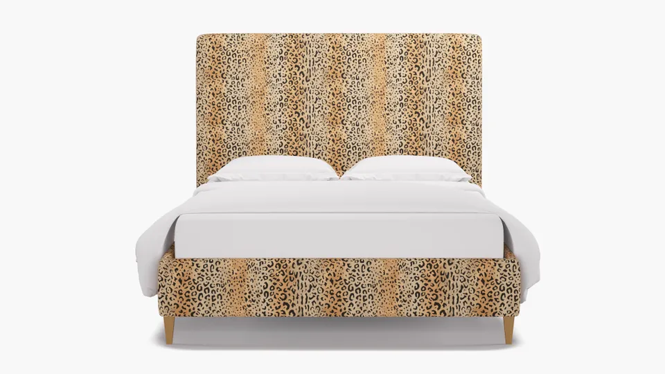 Classic Bed, Leopard, Natural Square Tapered Leg, Twin