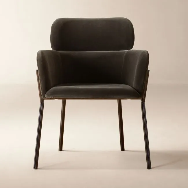 Azalea Mink Grey Velvet Dining Chair