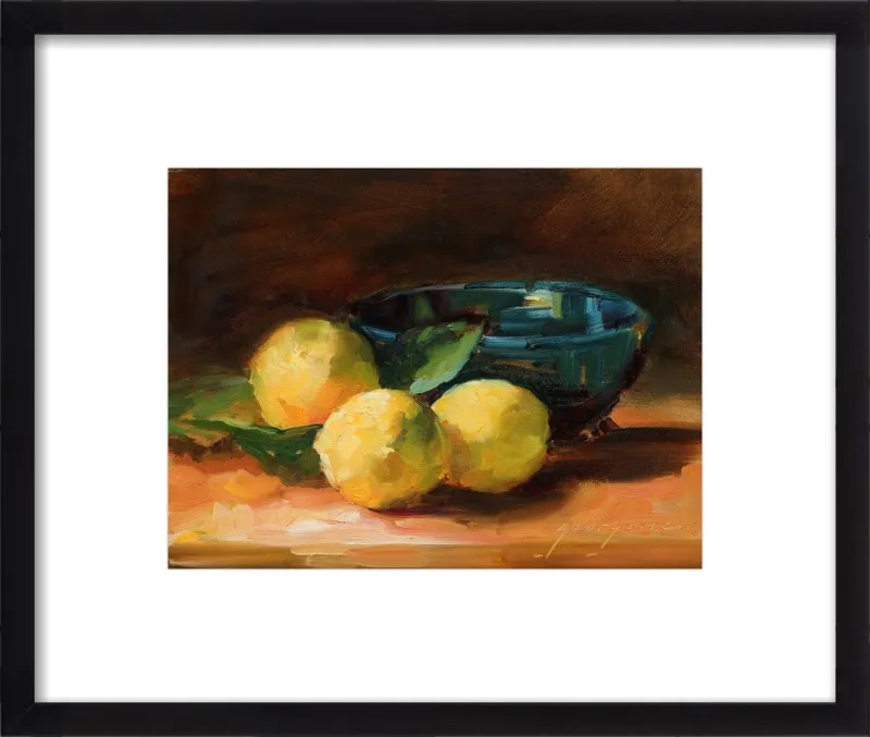 Lemons and Blue Bowl by Georgesse Gomez for Artfully Walls