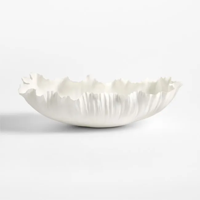 Deckled Edge White Porcelain Decorative Bowl