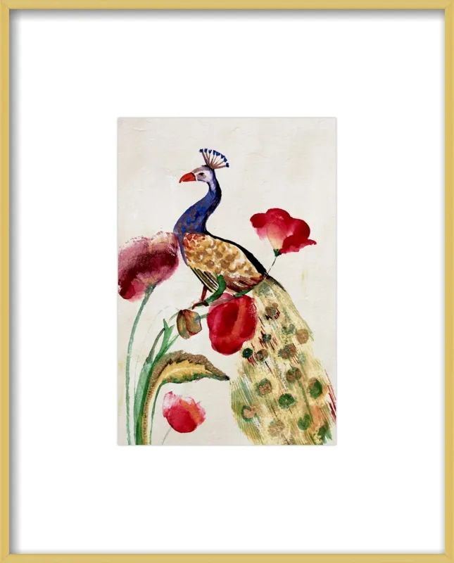 blue gold peacock by Ruti Shaashua for Artfully Walls