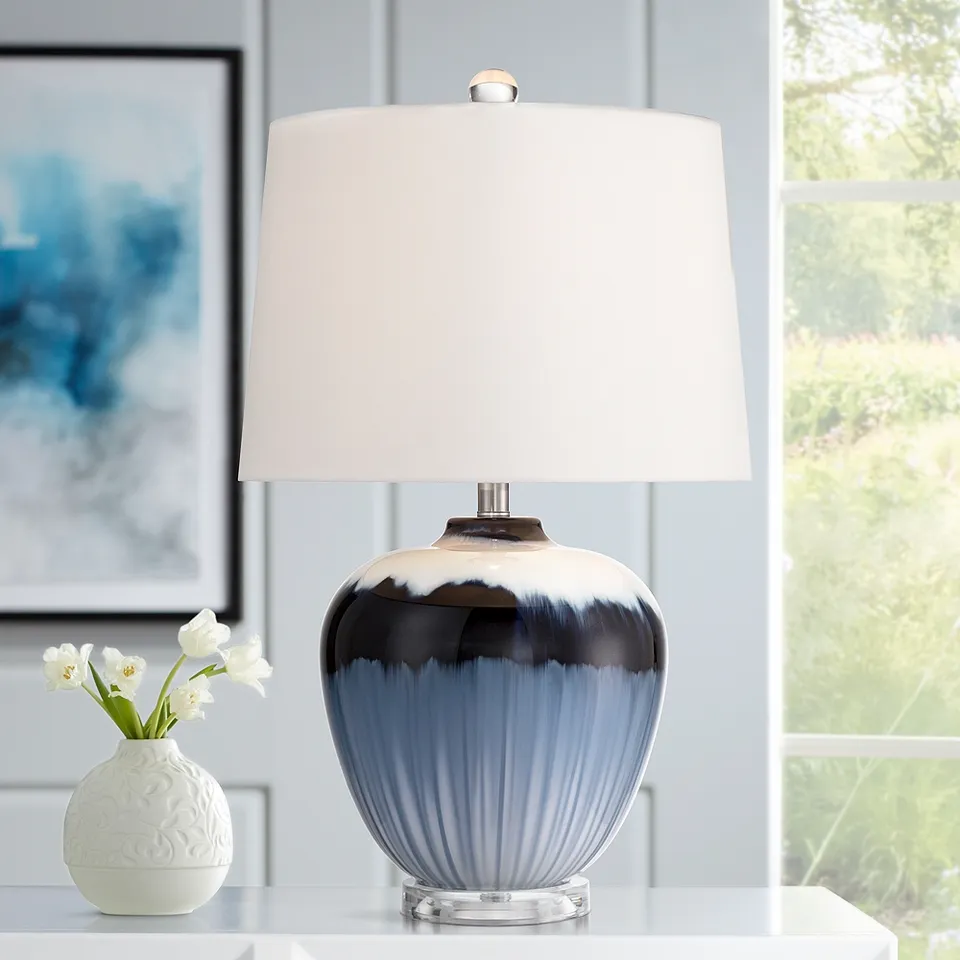 Hulda 26" High Blue Art Glass Table Lamp