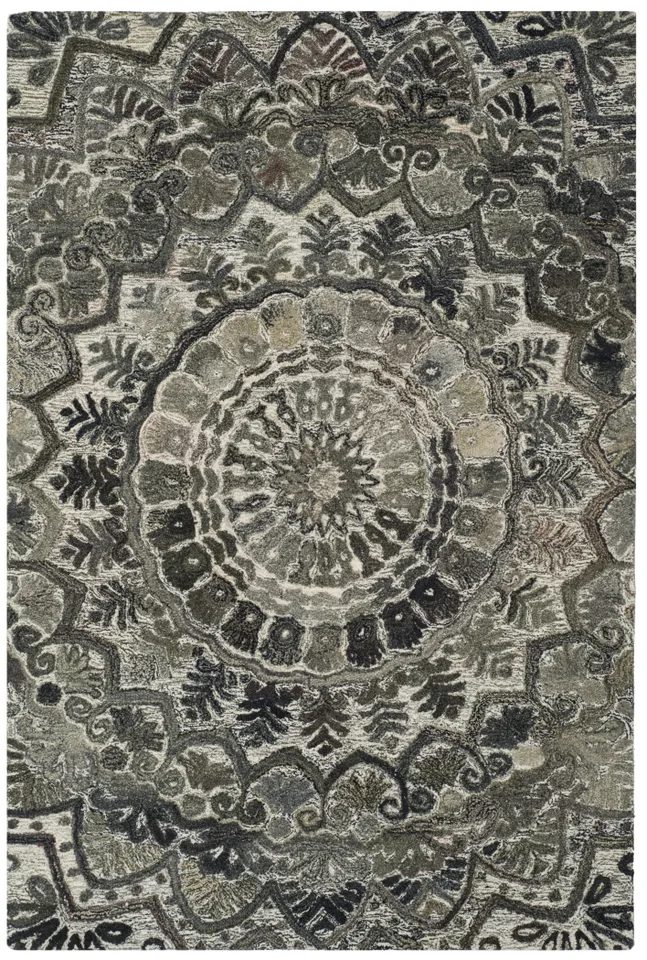 Arlo Home Hand Tufted Area Rug, MRQ110A, Grey/Multi,  4' X 6'