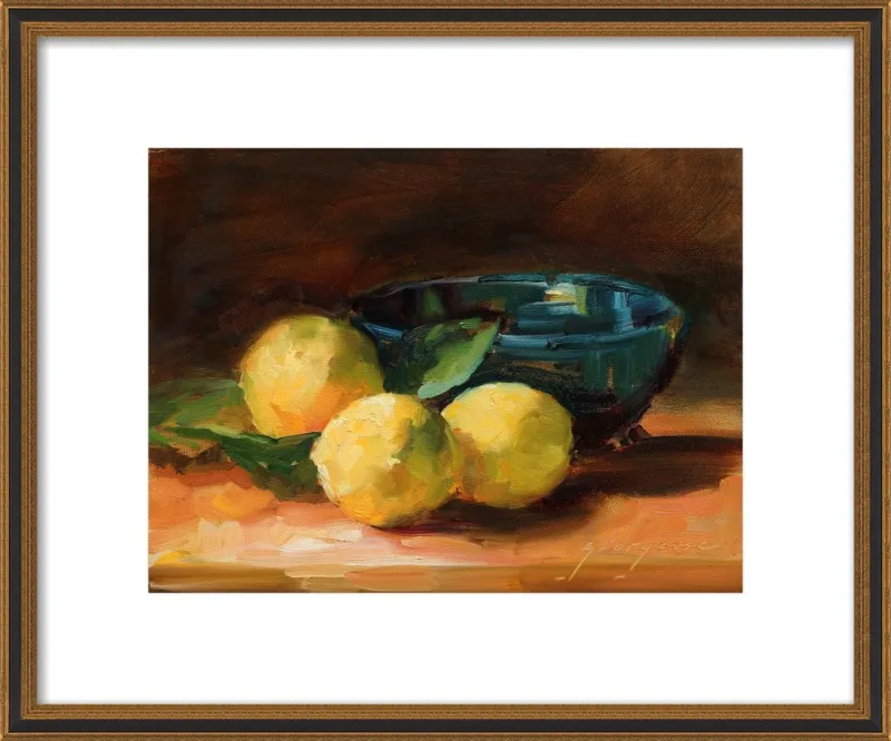 Lemons and Blue Bowl by Georgesse Gomez for Artfully Walls