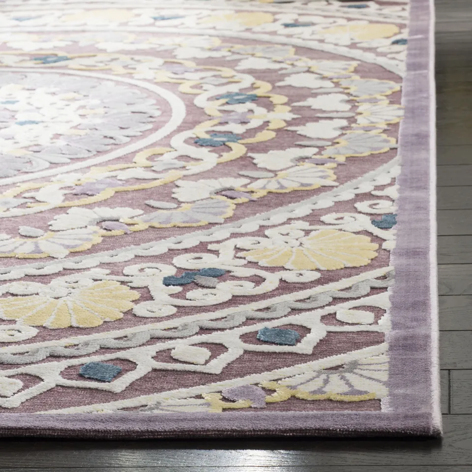 Arlo Home Woven Area Rug, PAR644K, Purple/Cream,  6' 7" X 6' 7" Square