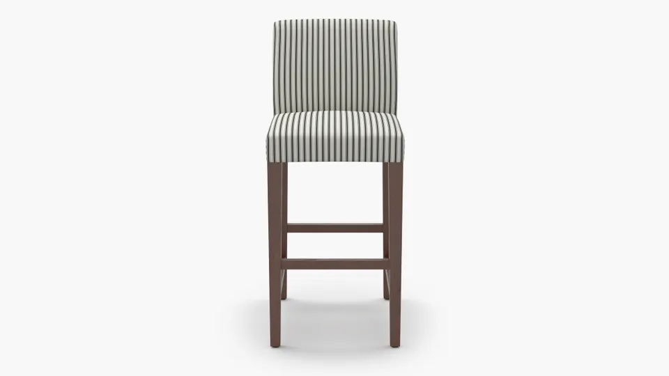 Signature Dining Bar Stool, Black Classic Ticking Stripe, Walnut Square Tapered Leg