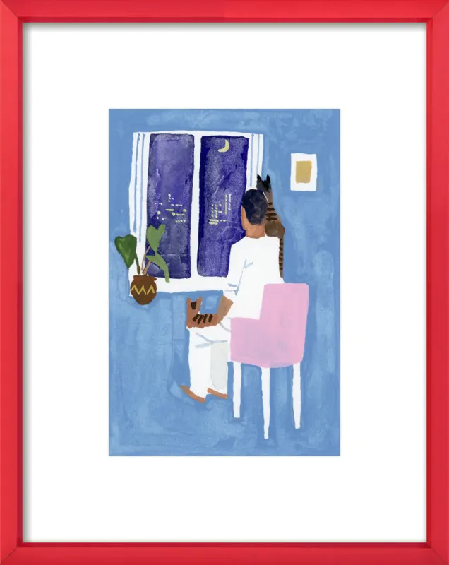 Look at the cat and the moon by Hiroyuki Izutsu for Artfully Walls