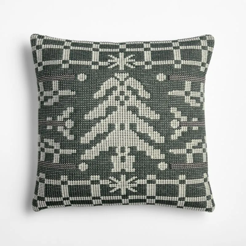 Woven Tree 20"x20" Spruce Green Throw Pillow with Feather Insert