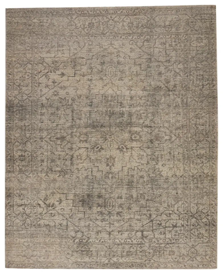 Camber Hand-Knotted Medallion Gray/ Cream Area Rug (10'X14')