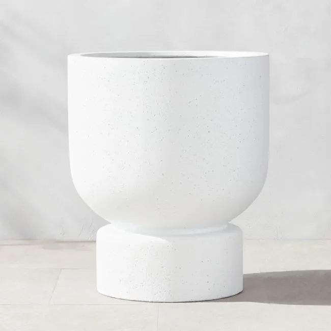 Flatform Round Whtie Cement Indoor/Outdoor XL Planter 26"H