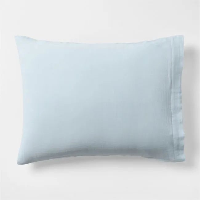 Organic Cotton Gauze Pale Blue Standard Bed Pillow Sham