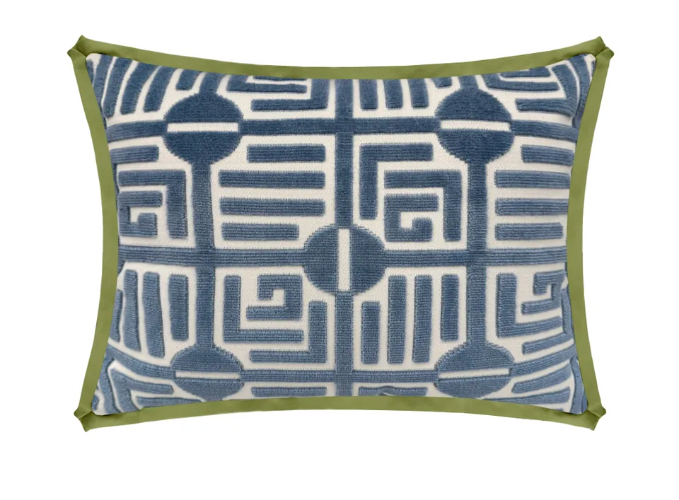 THE MINI :: LABYRINTH VELVET // NAVY | THIBAUT - SWATCH 4" X 4" / BUTTERFLY FLANGE / Olive