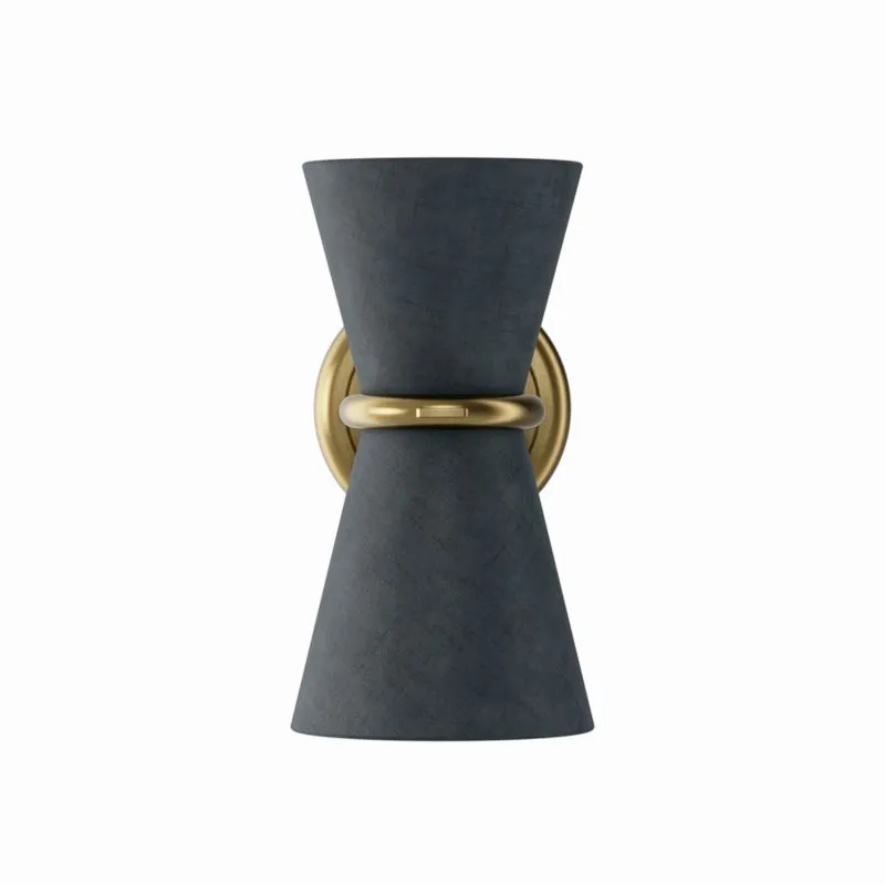 Gable Antique Natural Brass Sconce with Storm Blue Shade